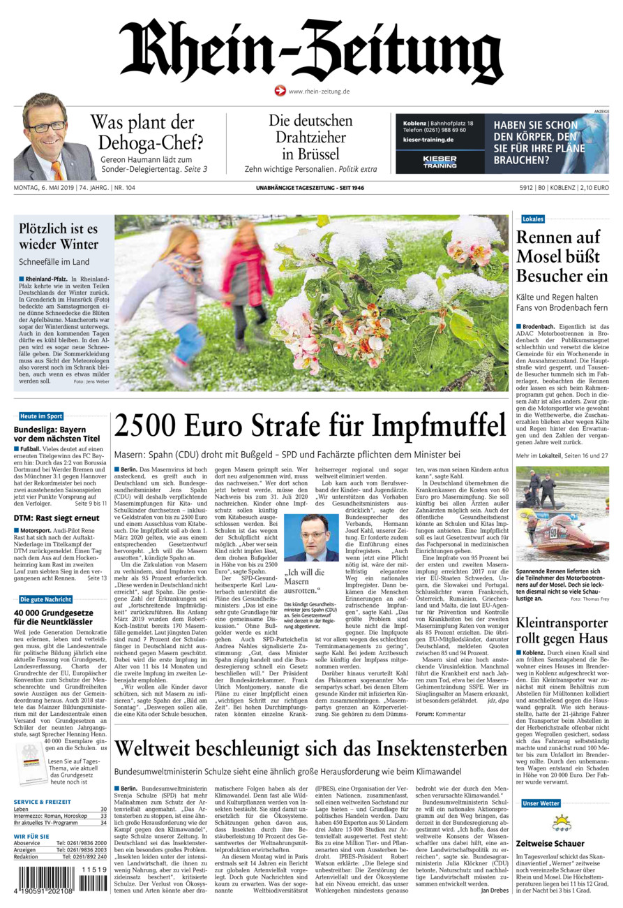 Rhein-Zeitung Koblenz & Region vom Montag, 06.05.2019