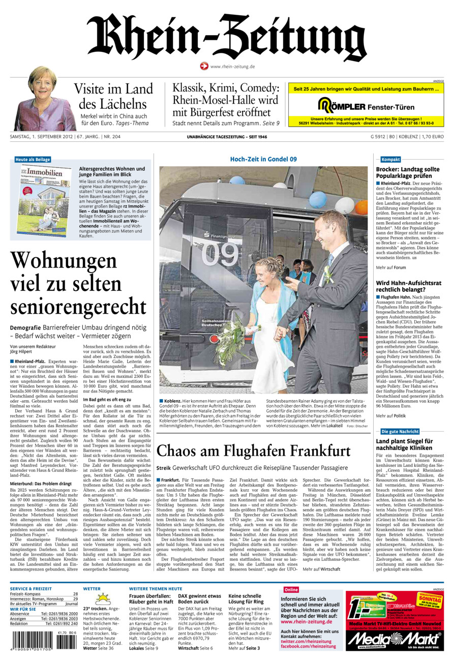 Rhein-Zeitung Koblenz & Region vom Samstag, 01.09.2012
