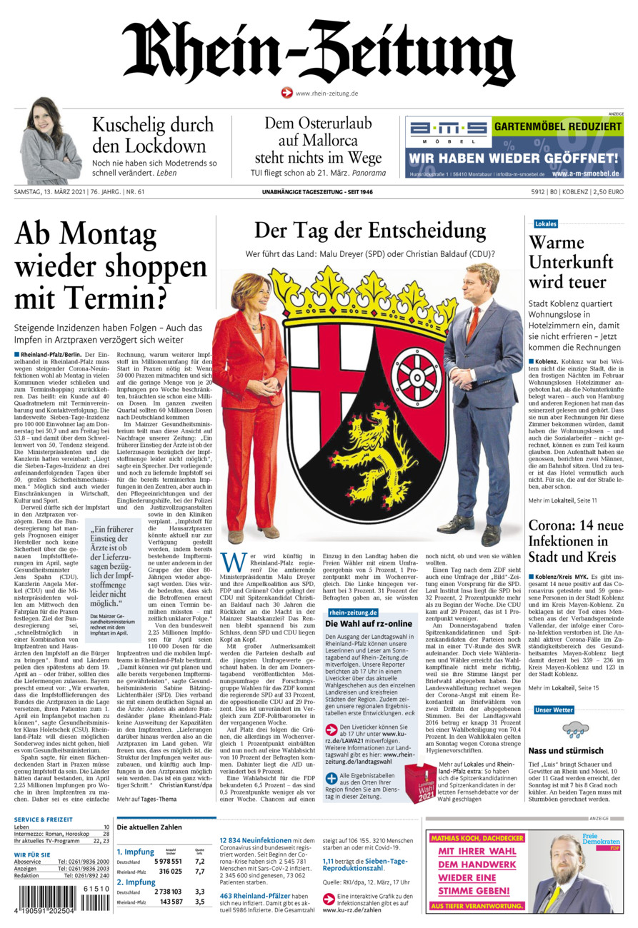 Rhein-Zeitung Koblenz & Region vom Samstag, 13.03.2021