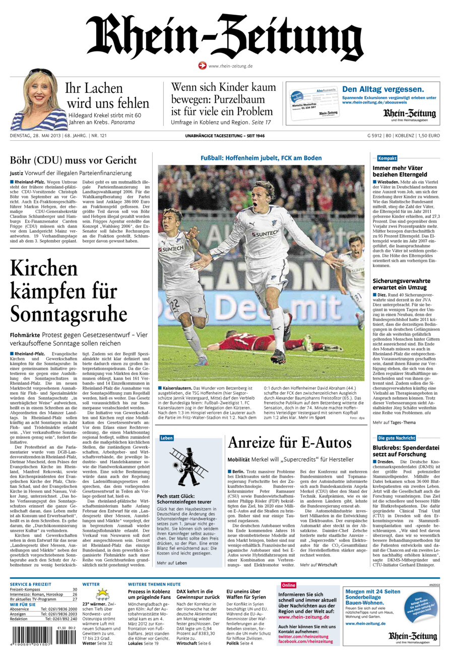 Rhein-Zeitung Koblenz & Region vom Dienstag, 28.05.2013