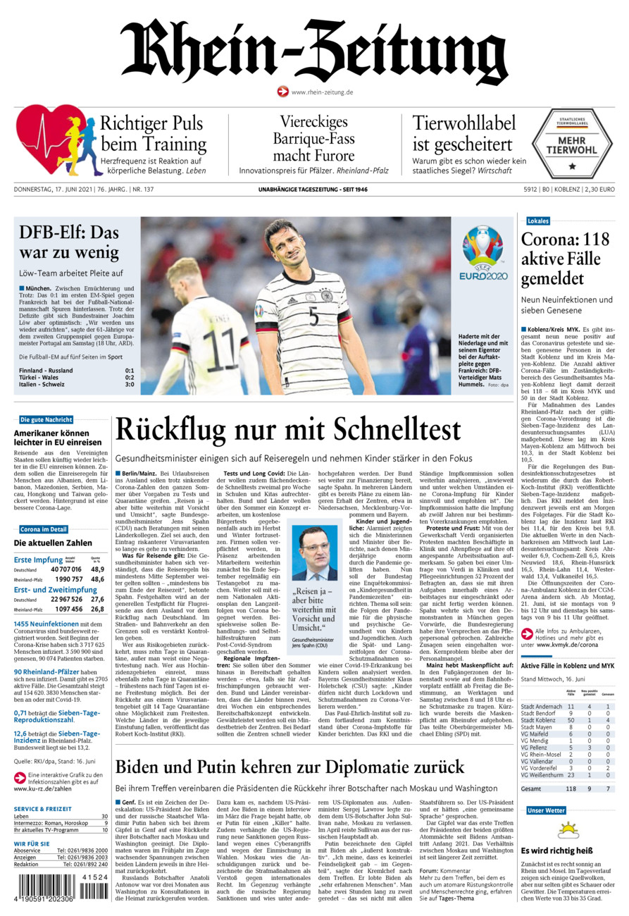 Rhein-Zeitung Koblenz & Region vom Donnerstag, 17.06.2021