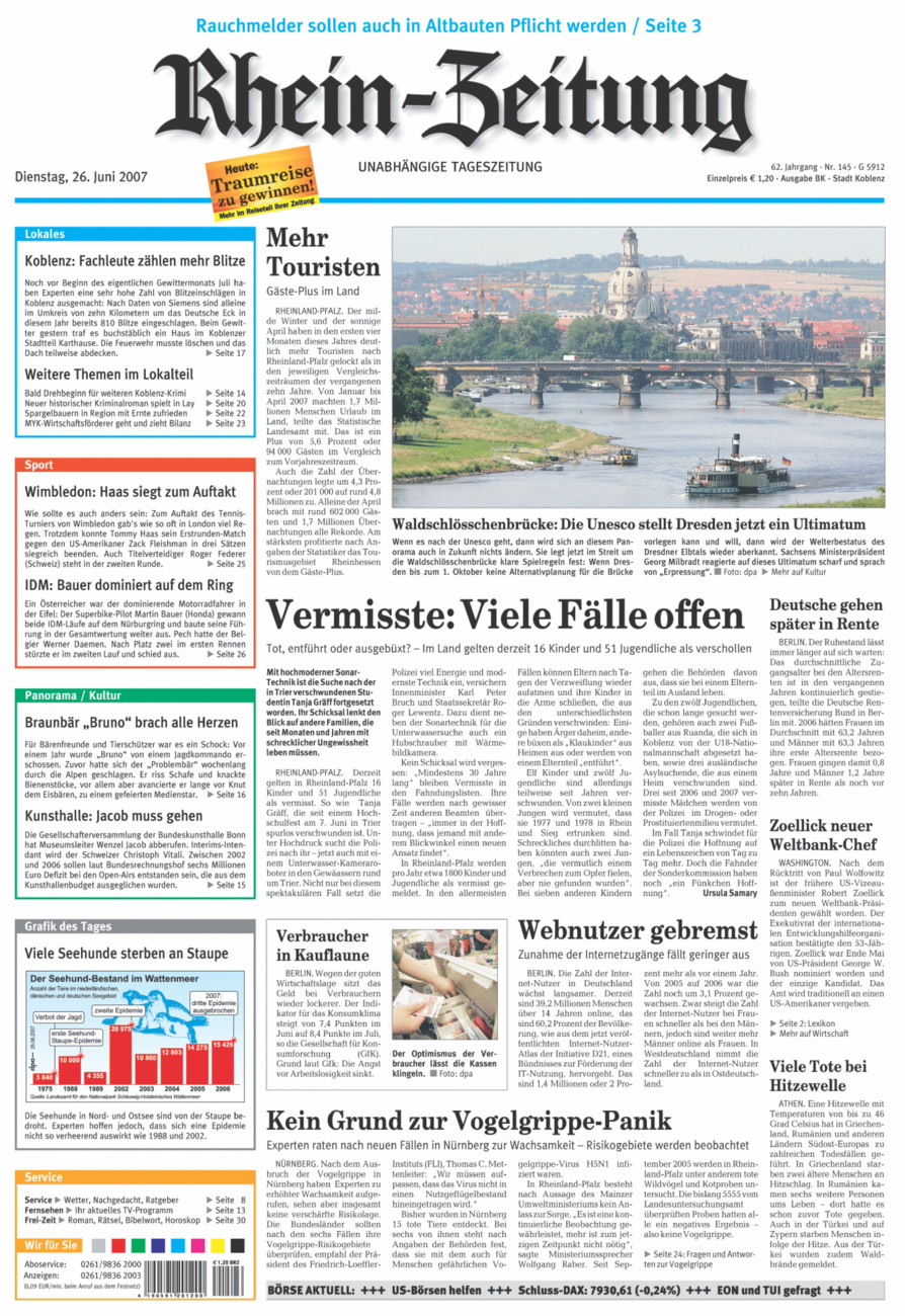 Rhein-Zeitung Koblenz & Region vom Dienstag, 26.06.2007