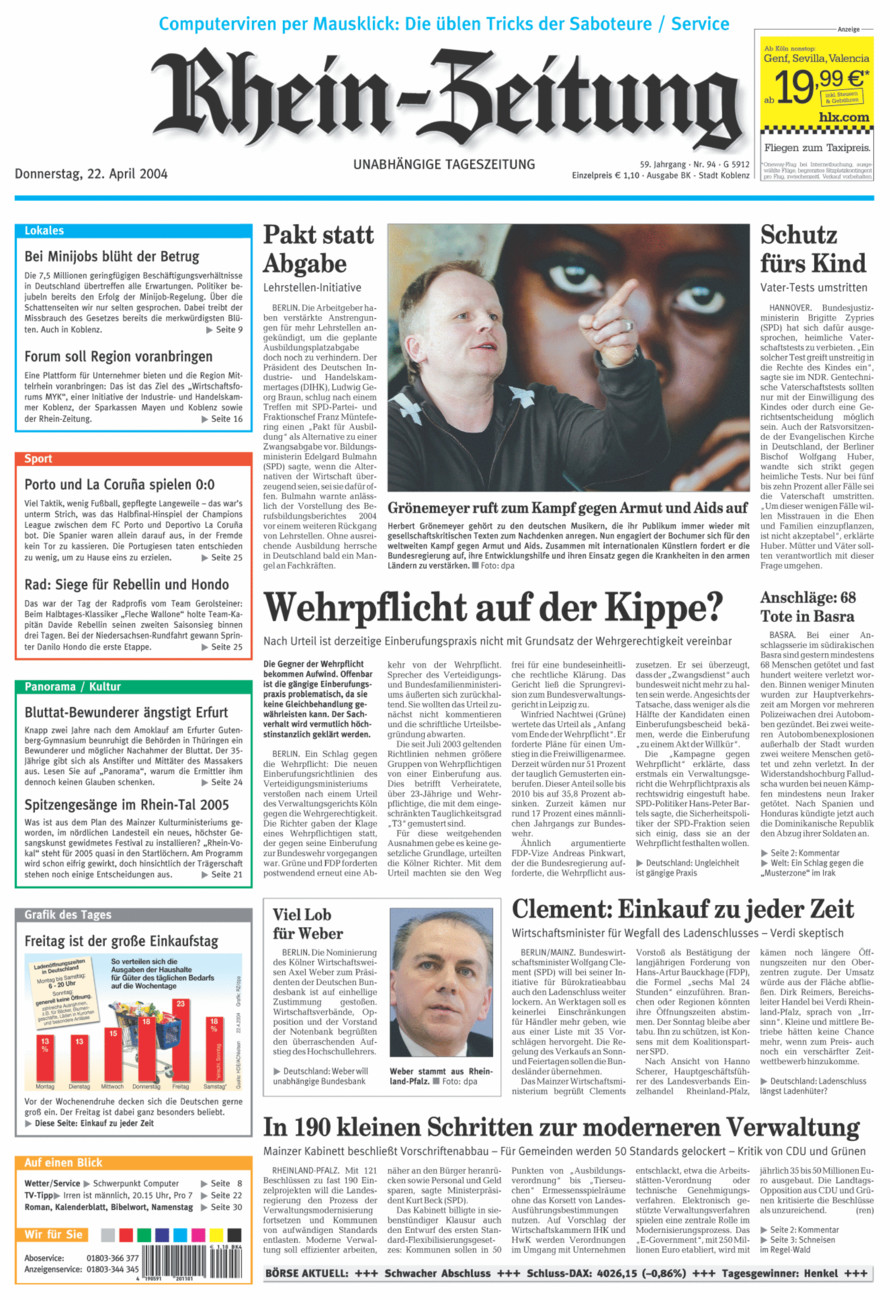 Rhein-Zeitung Koblenz & Region vom Donnerstag, 22.04.2004