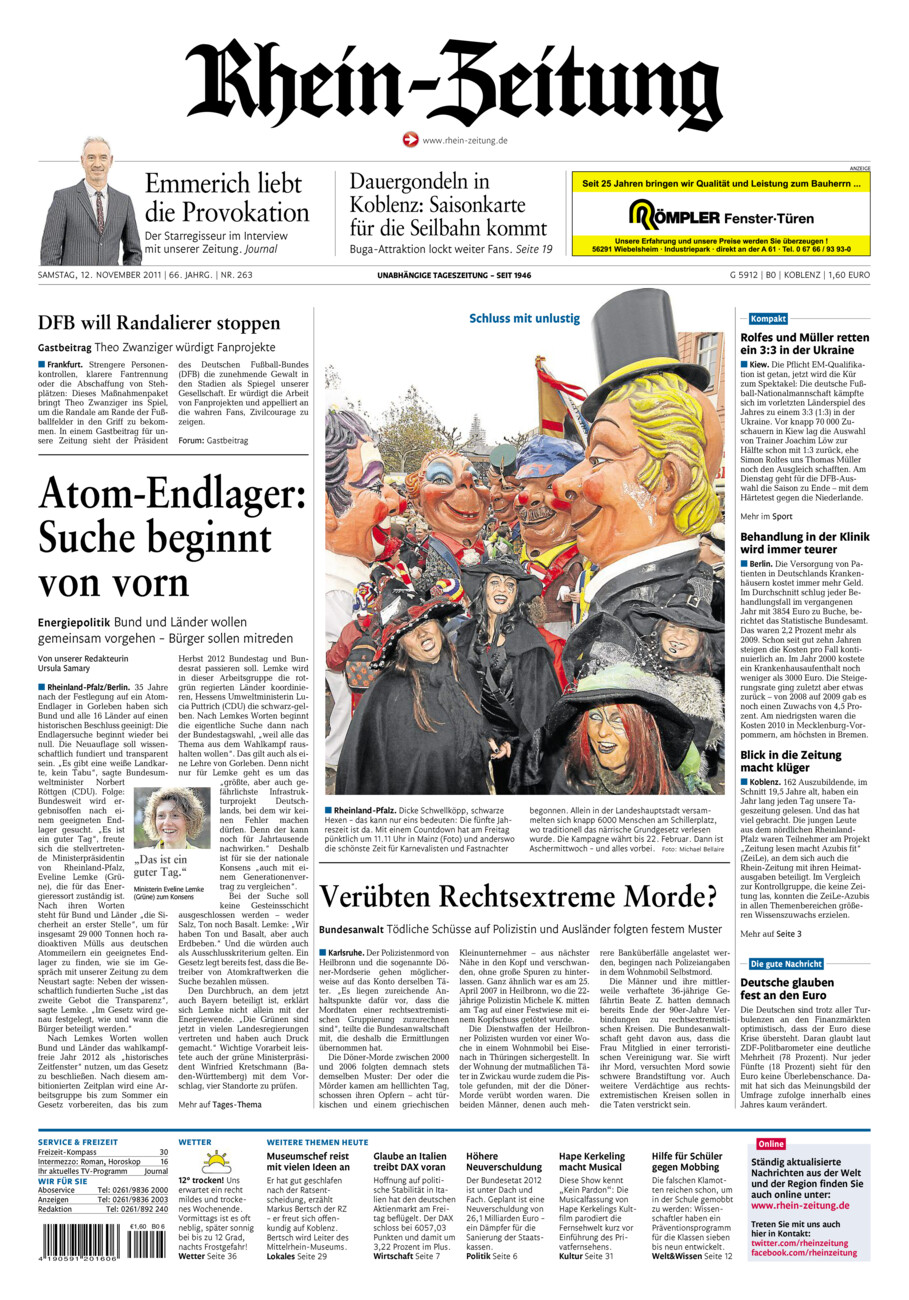 Rhein-Zeitung Koblenz & Region vom Samstag, 12.11.2011
