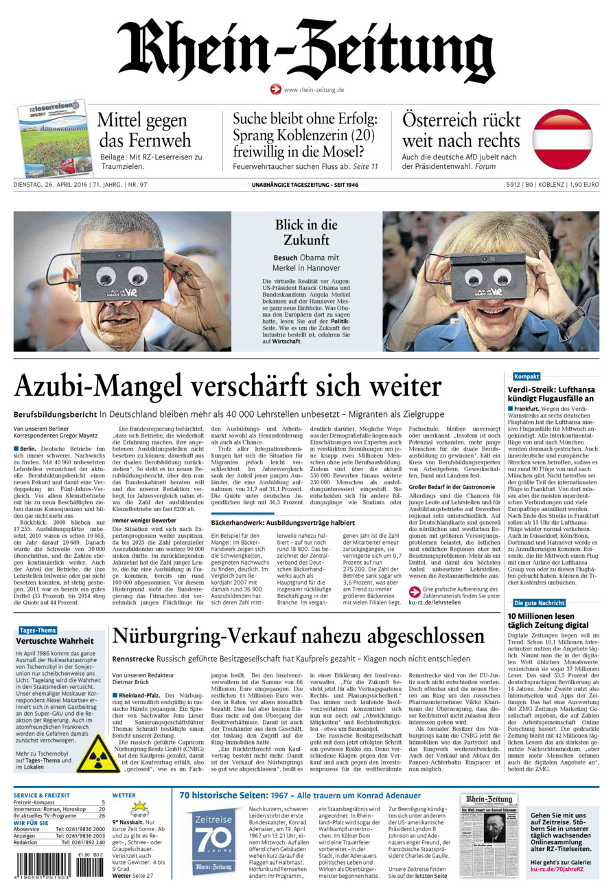 Rhein-Zeitung Koblenz & Region vom Dienstag, 26.04.2016