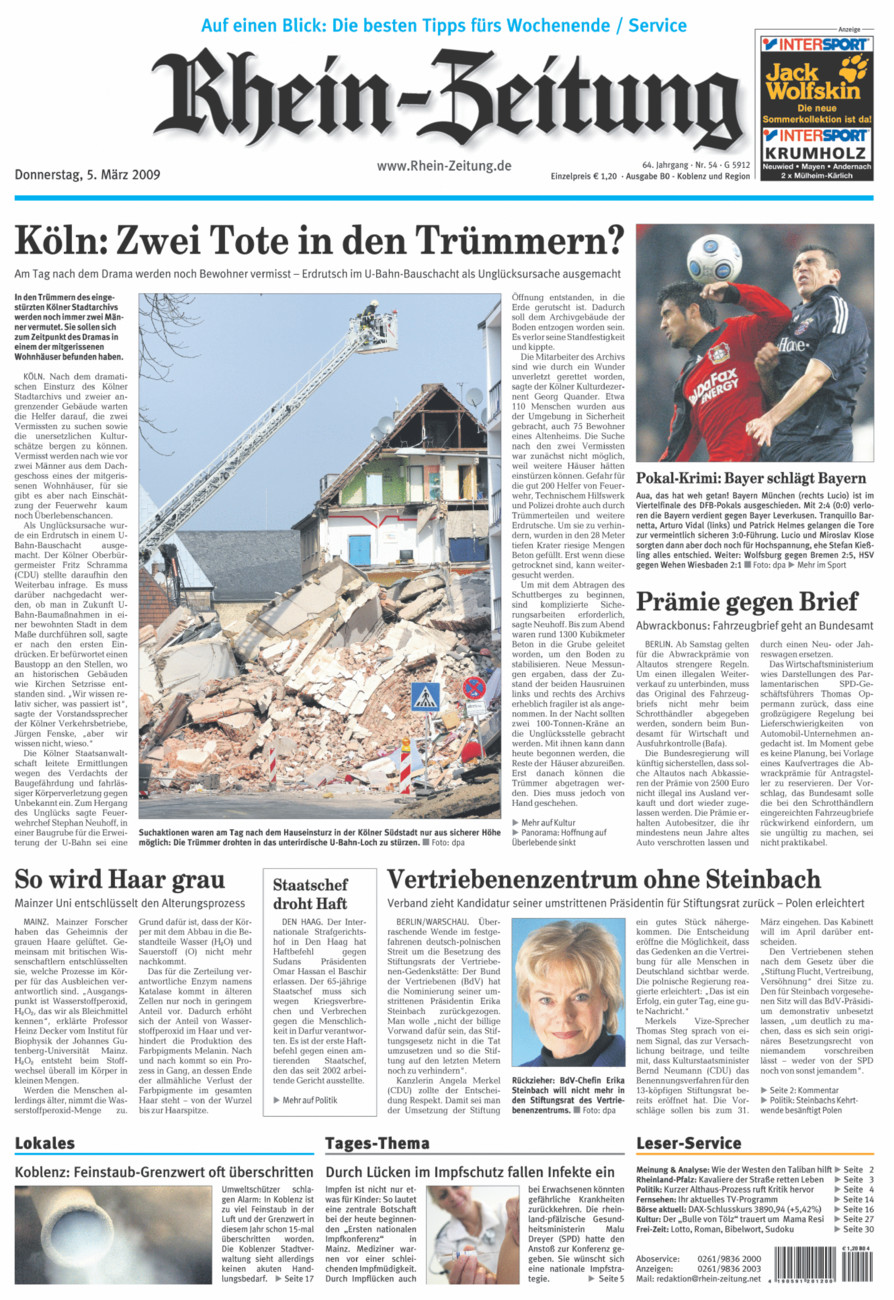 Rhein-Zeitung Koblenz & Region vom Donnerstag, 05.03.2009