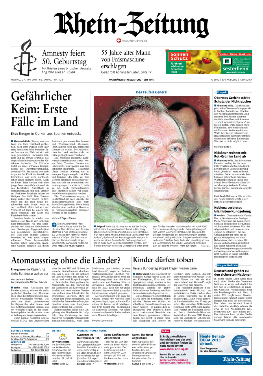 Rhein-Zeitung Koblenz & Region vom Freitag, 27.05.2011