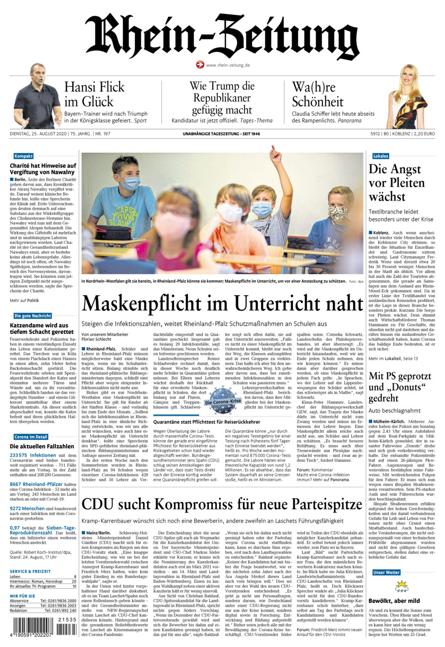 Rhein-Zeitung Koblenz & Region vom Dienstag, 25.08.2020