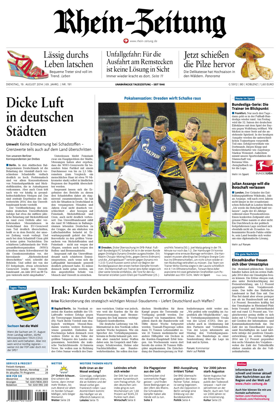 Rhein-Zeitung Koblenz & Region vom Dienstag, 19.08.2014