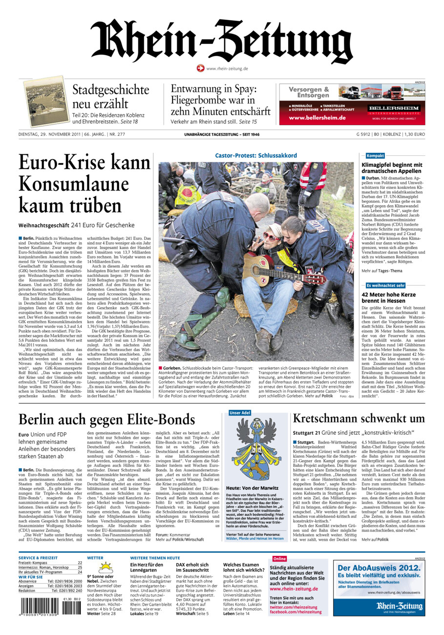 Rhein-Zeitung Koblenz & Region vom Dienstag, 29.11.2011
