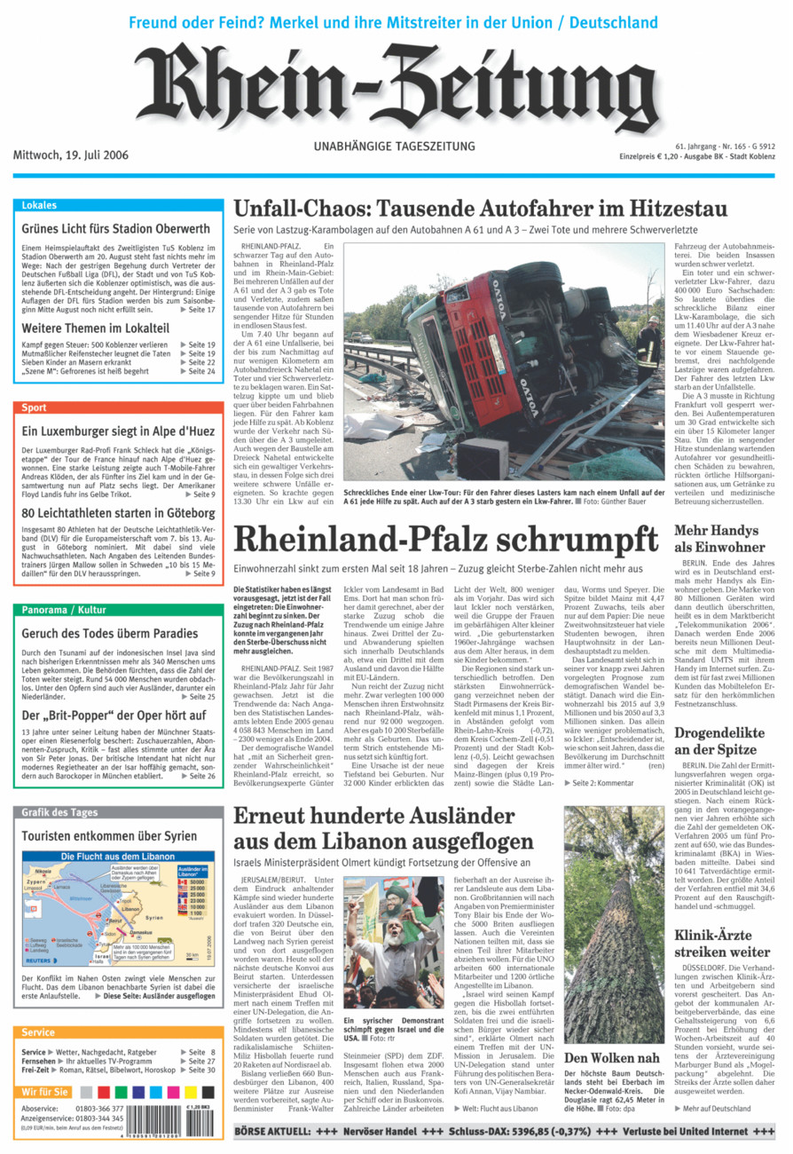 Rhein-Zeitung Koblenz & Region vom Mittwoch, 19.07.2006