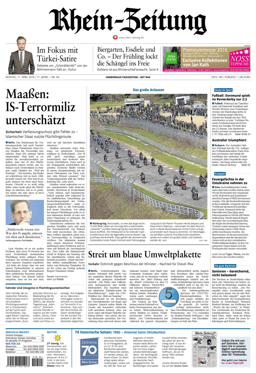 Rhein-Zeitung Koblenz & Region vom Montag, 11.04.2016