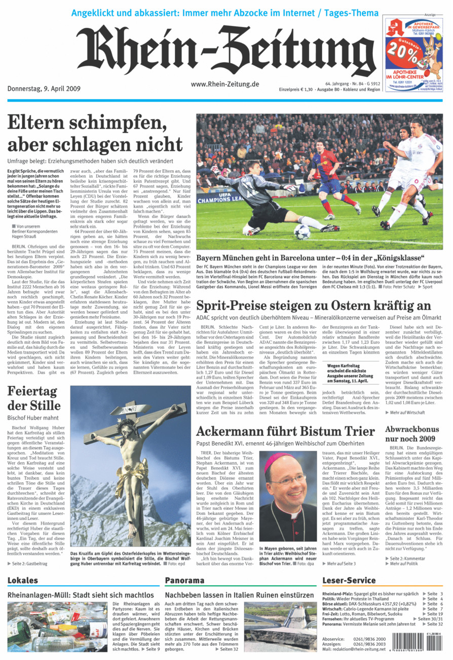 Rhein-Zeitung Koblenz & Region vom Donnerstag, 09.04.2009