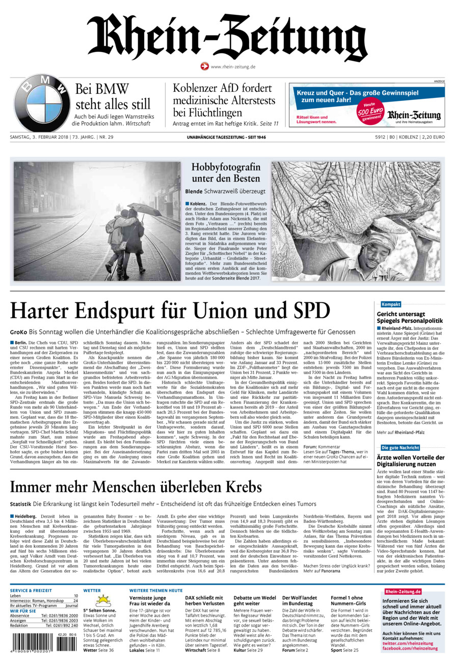 Rhein-Zeitung Koblenz & Region vom Samstag, 03.02.2018