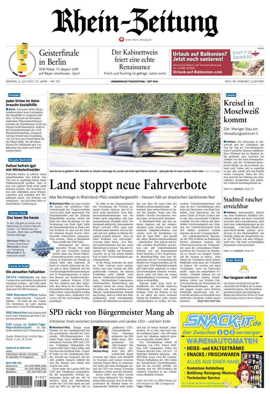 Rhein-Zeitung Koblenz & Region vom Samstag, 04.07.2020