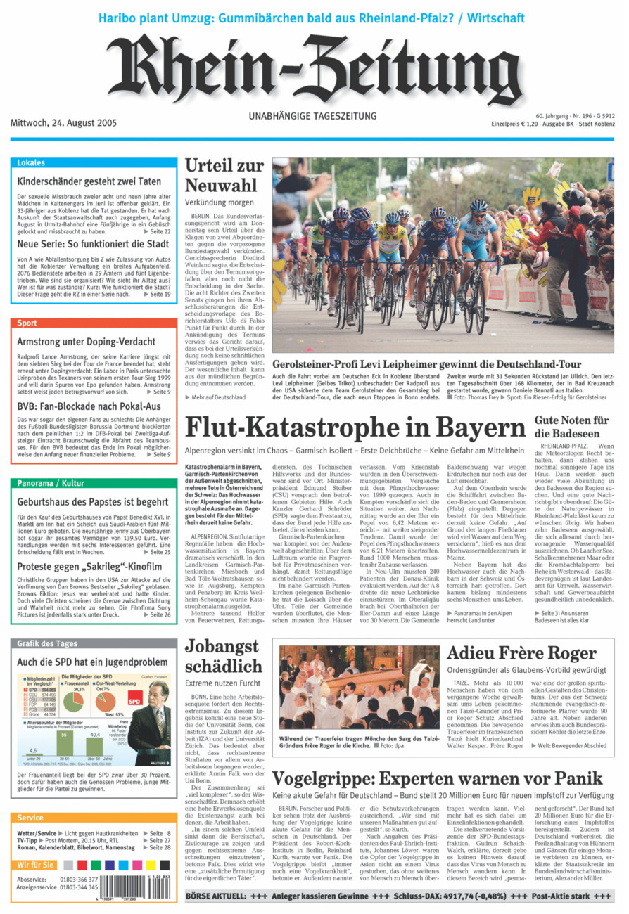 Rhein-Zeitung Koblenz & Region vom Mittwoch, 24.08.2005