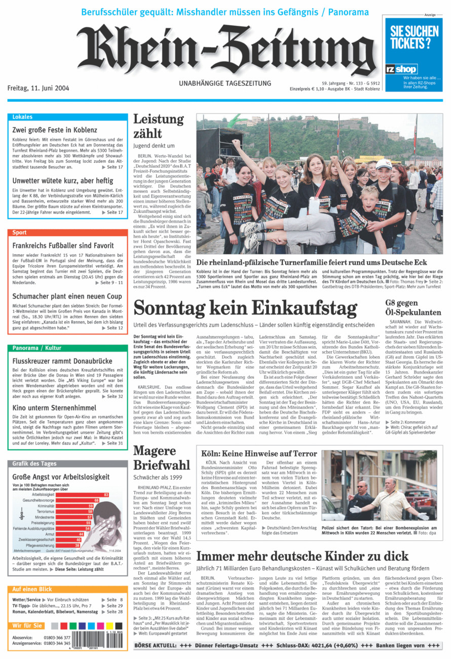 Rhein-Zeitung Koblenz & Region vom Freitag, 11.06.2004