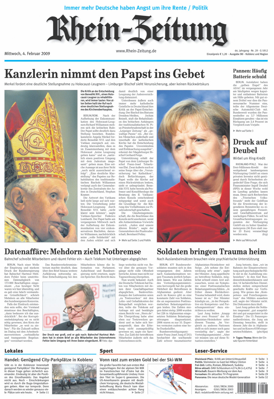 Rhein-Zeitung Koblenz & Region vom Mittwoch, 04.02.2009