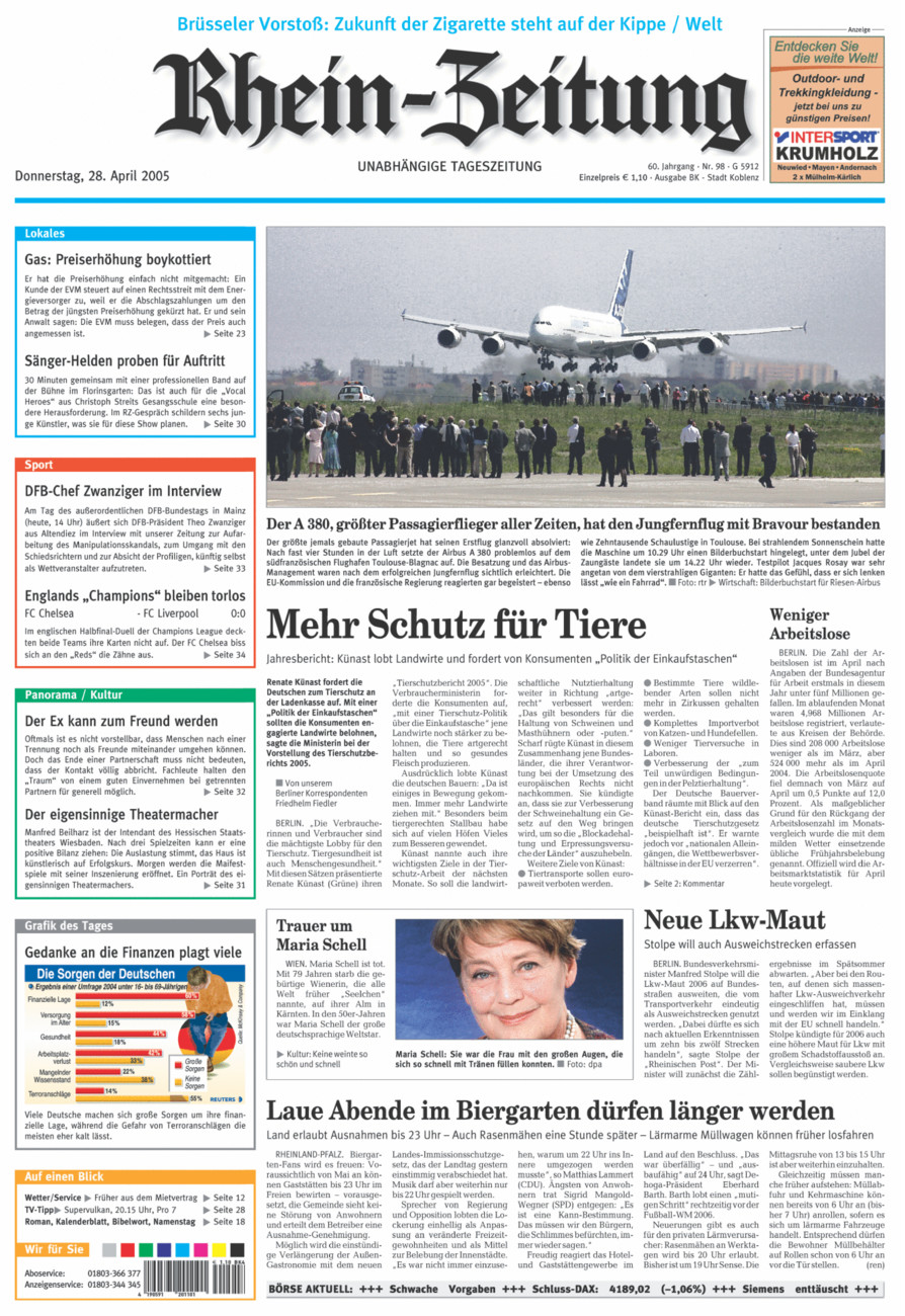 Rhein-Zeitung Koblenz & Region vom Donnerstag, 28.04.2005