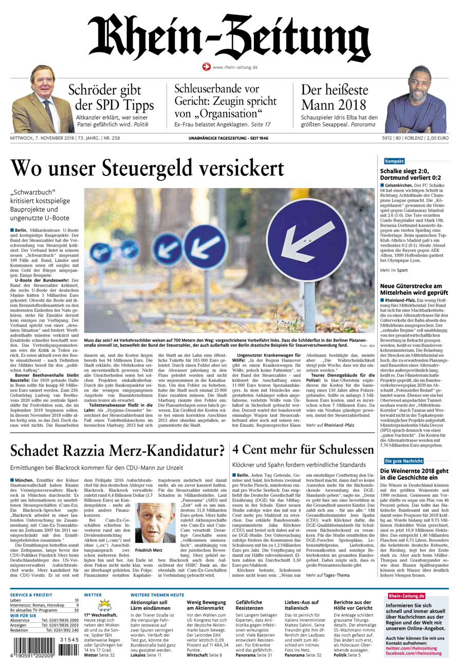 Rhein-Zeitung Koblenz & Region vom Mittwoch, 07.11.2018