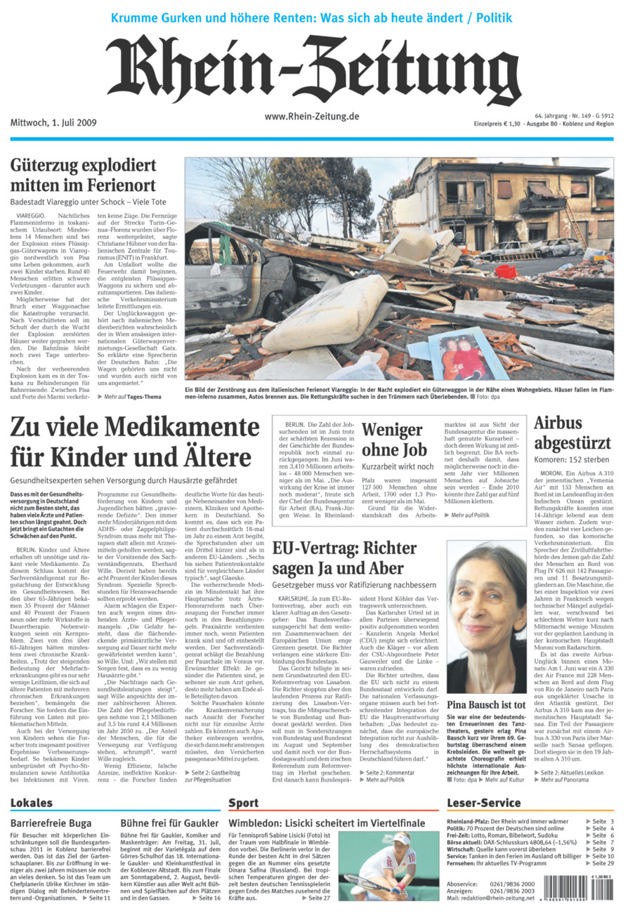 Rhein-Zeitung Koblenz & Region vom Mittwoch, 01.07.2009