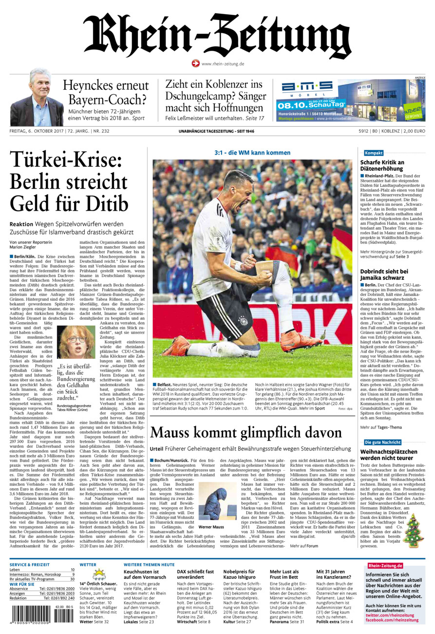 Rhein-Zeitung Koblenz & Region vom Freitag, 06.10.2017