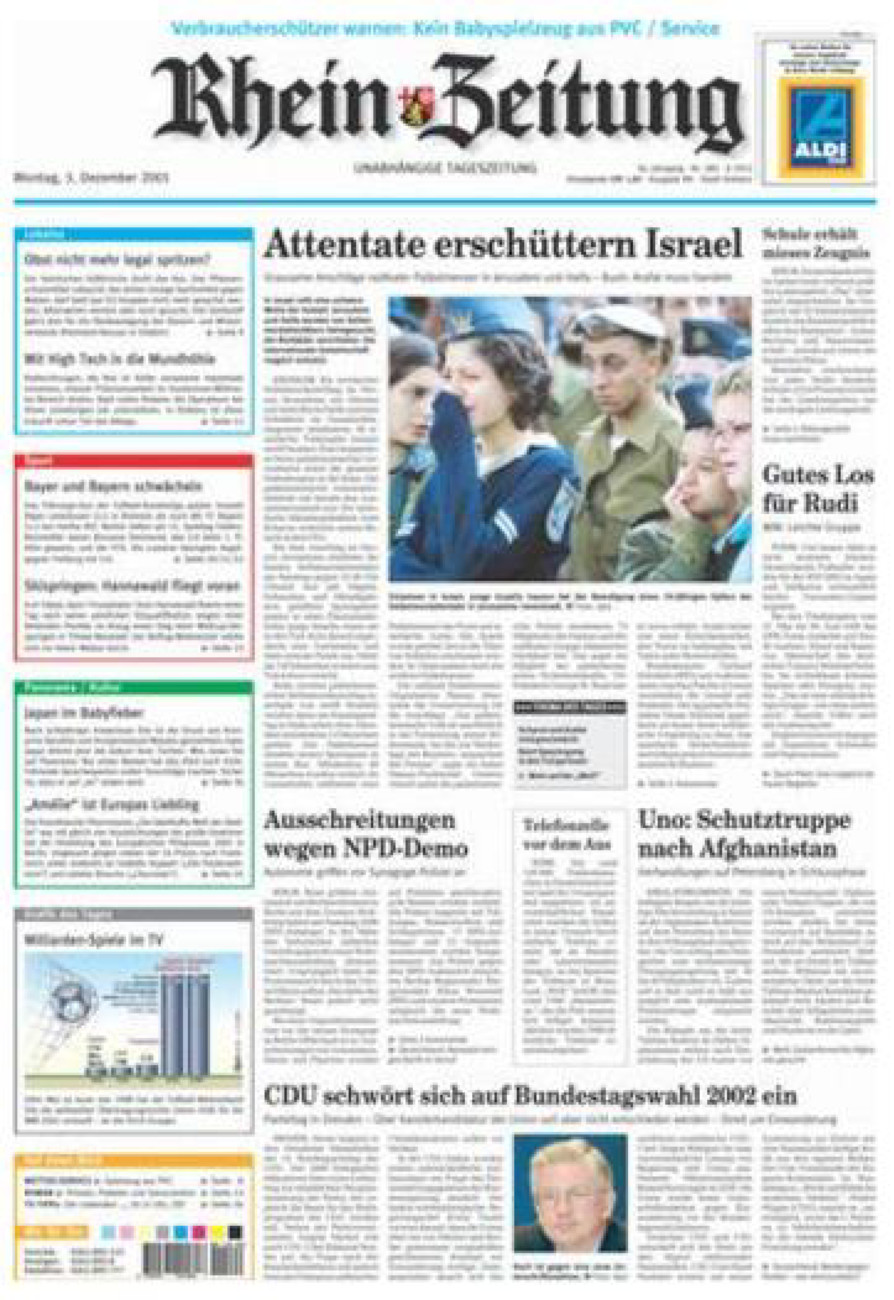 Rhein-Zeitung Koblenz & Region vom Montag, 03.12.2001