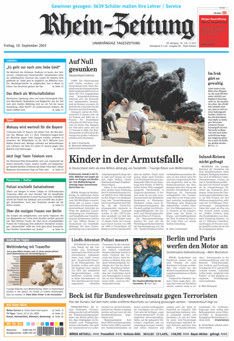 Rhein-Zeitung Koblenz & Region vom Freitag, 19.09.2003