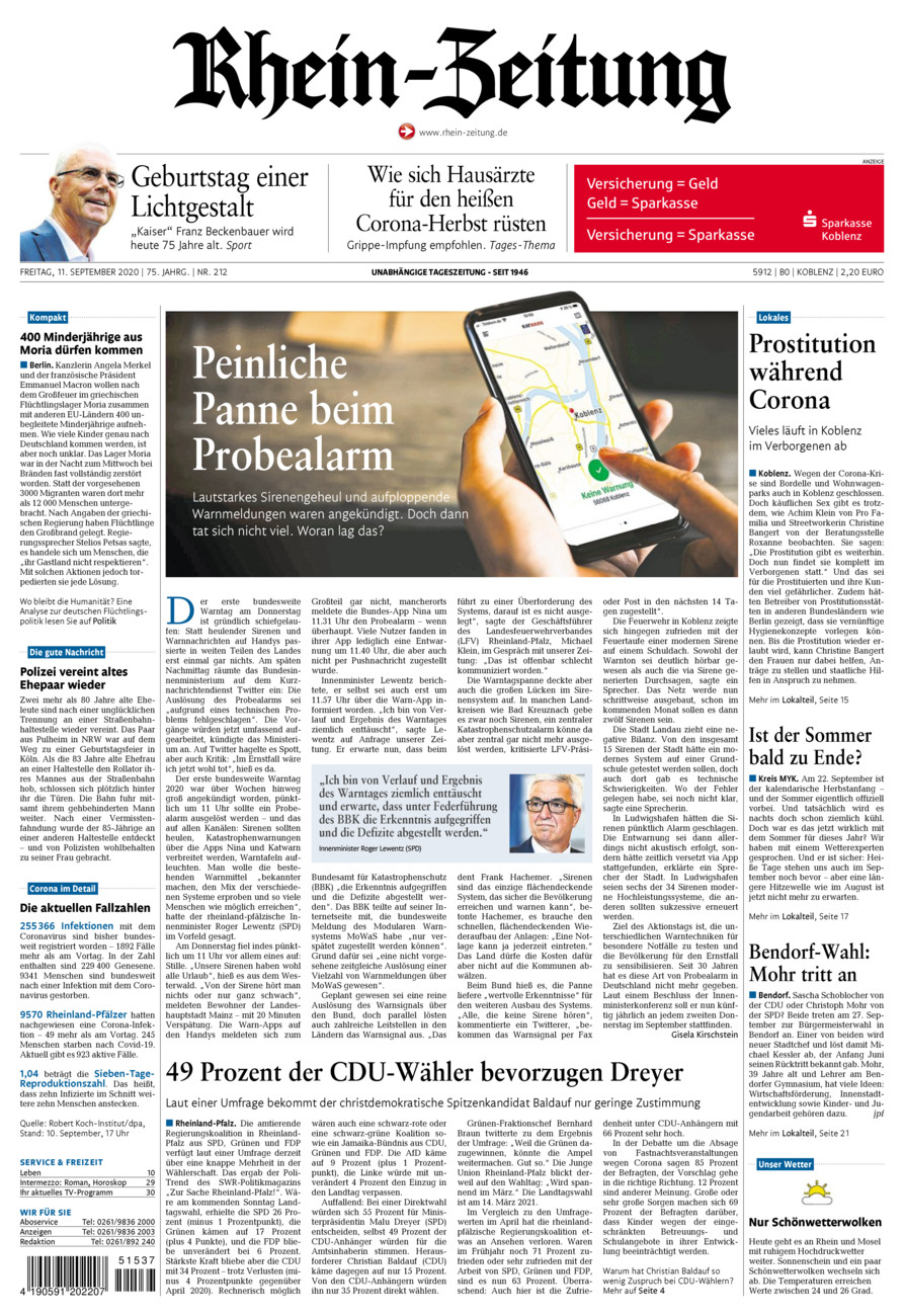 Rhein-Zeitung Koblenz & Region vom Freitag, 11.09.2020