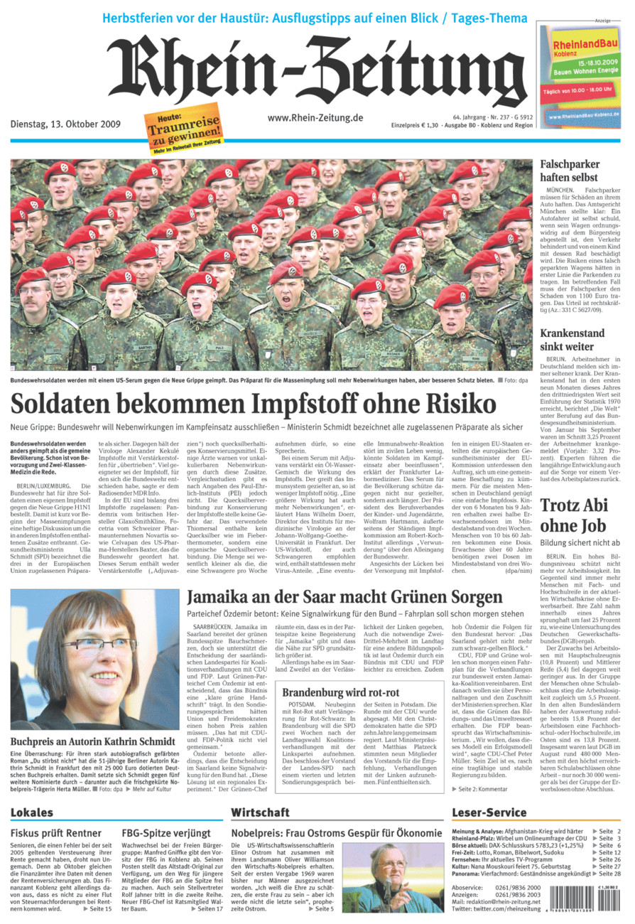 Rhein-Zeitung Koblenz & Region vom Dienstag, 13.10.2009