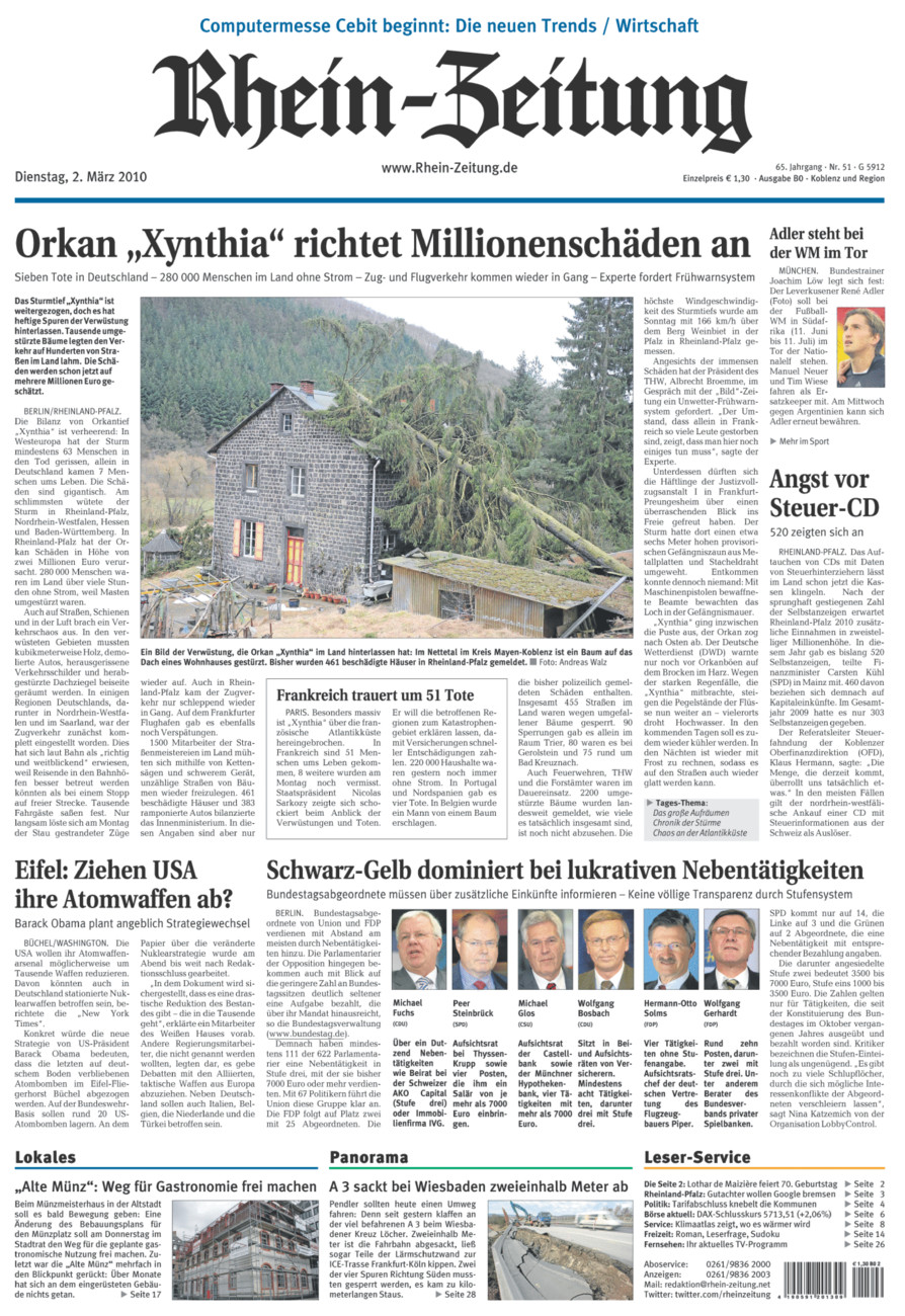 Rhein-Zeitung Koblenz & Region vom Dienstag, 02.03.2010