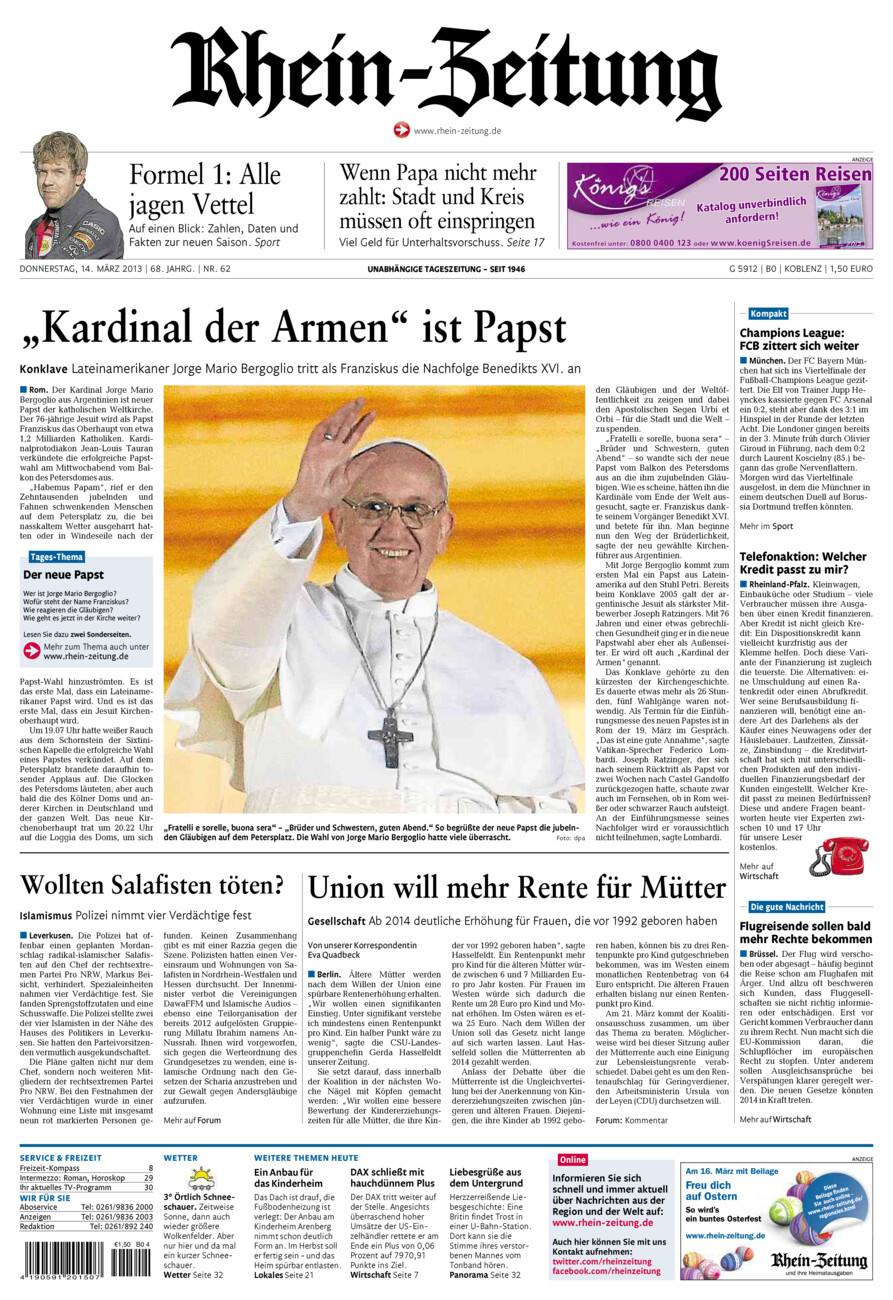 Rhein-Zeitung Koblenz & Region vom Donnerstag, 14.03.2013
