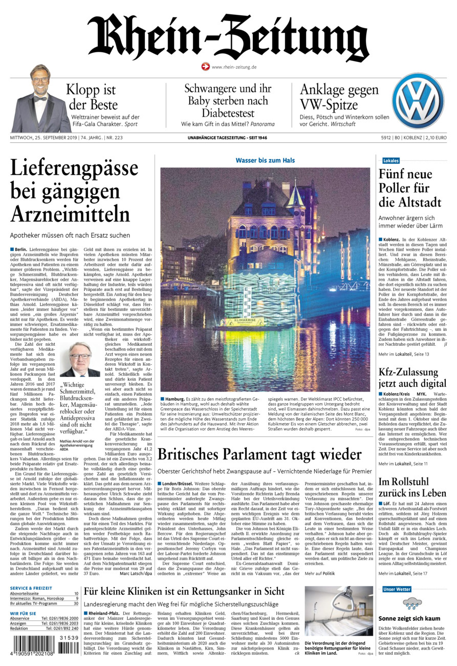 Rhein-Zeitung Koblenz & Region vom Mittwoch, 25.09.2019
