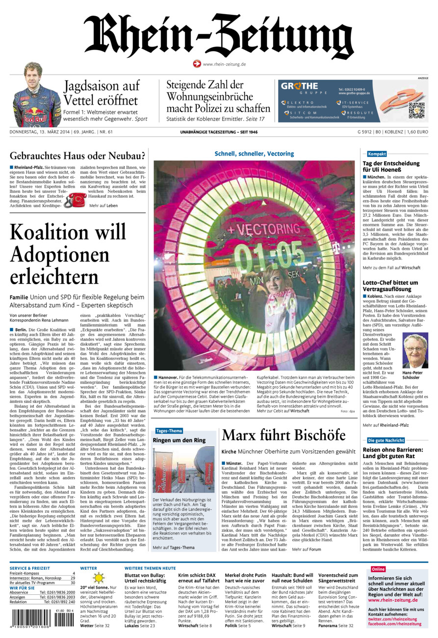 Rhein-Zeitung Koblenz & Region vom Donnerstag, 13.03.2014