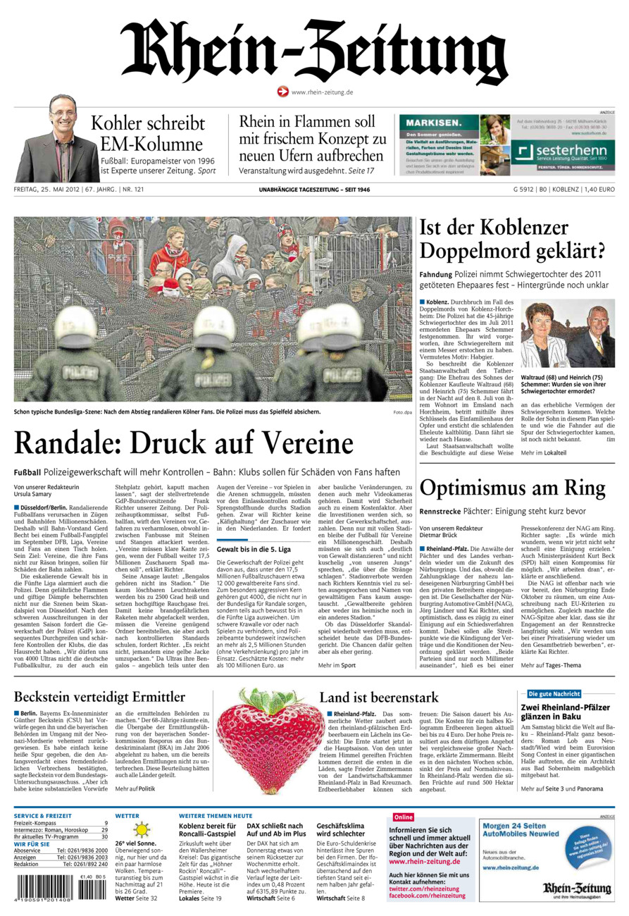 Rhein-Zeitung Koblenz & Region vom Freitag, 25.05.2012