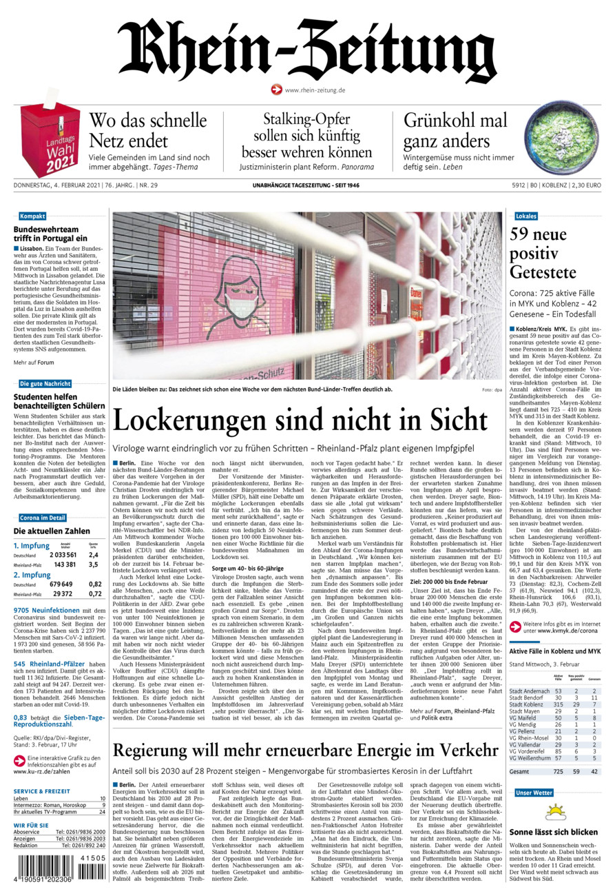 Rhein-Zeitung Koblenz & Region vom Donnerstag, 04.02.2021