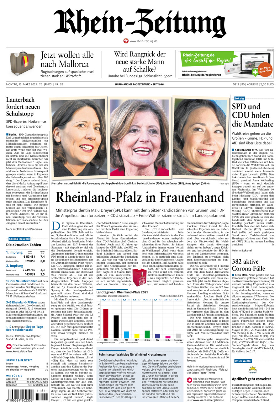 Rhein-Zeitung Koblenz & Region vom Montag, 15.03.2021