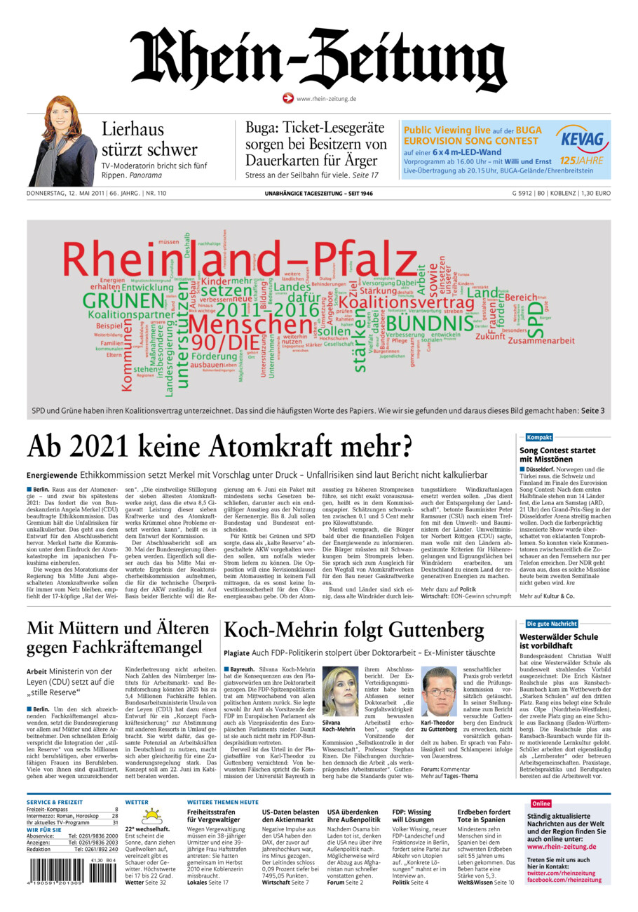 Rhein-Zeitung Koblenz & Region vom Donnerstag, 12.05.2011