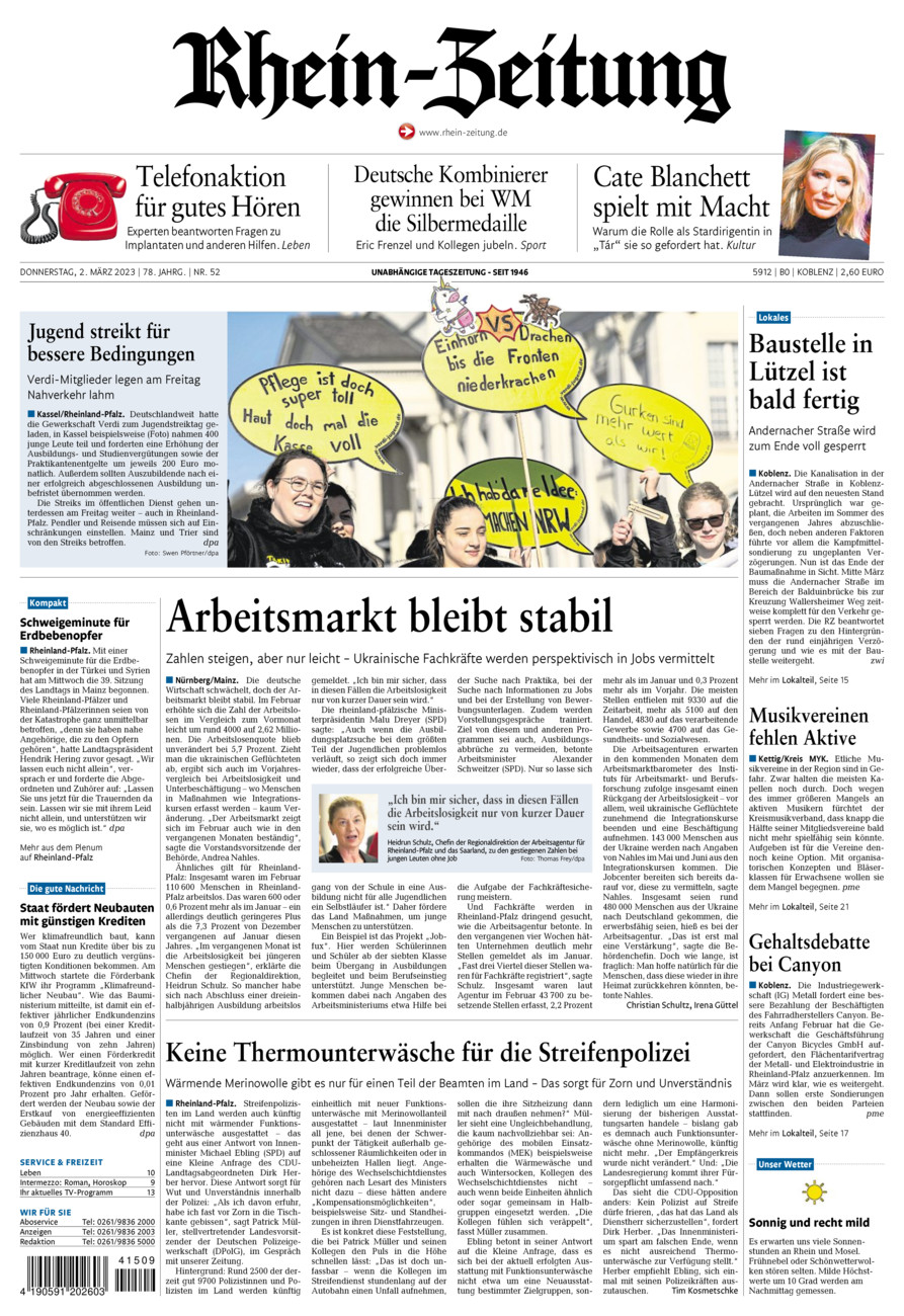 Rhein-Zeitung Koblenz & Region vom Donnerstag, 02.03.2023