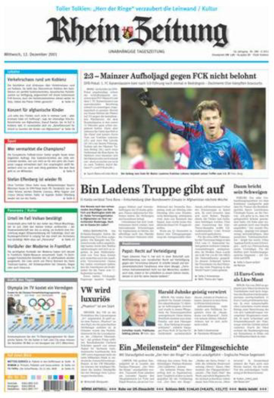 Rhein-Zeitung Koblenz & Region vom Mittwoch, 12.12.2001