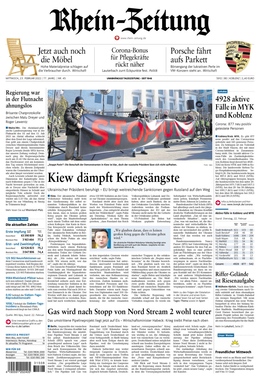 Rhein-Zeitung Koblenz & Region vom Mittwoch, 23.02.2022