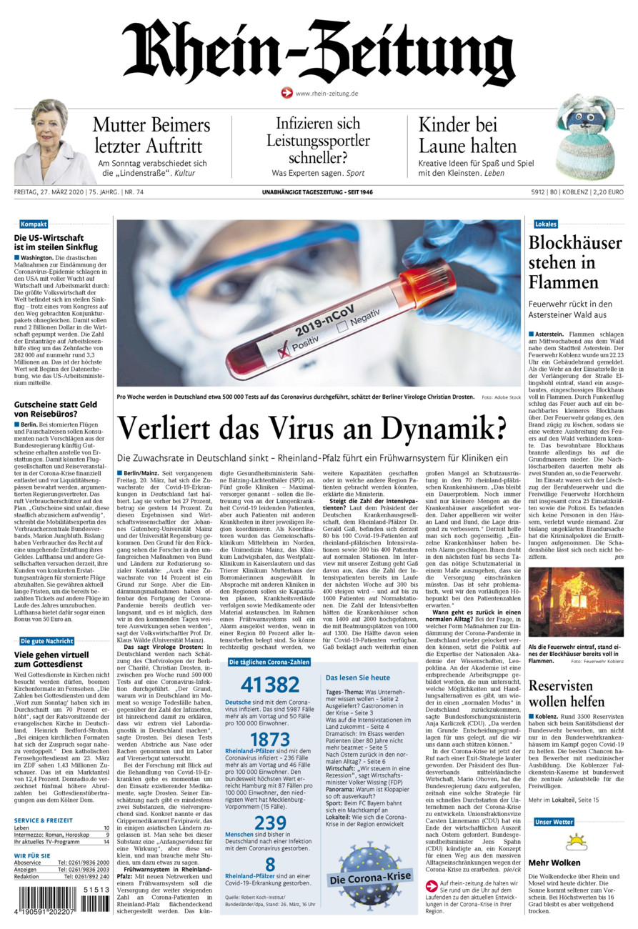 Rhein-Zeitung Koblenz & Region vom Freitag, 27.03.2020