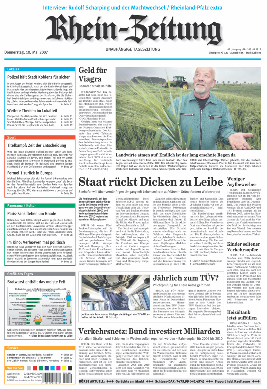 Rhein-Zeitung Koblenz & Region vom Donnerstag, 10.05.2007