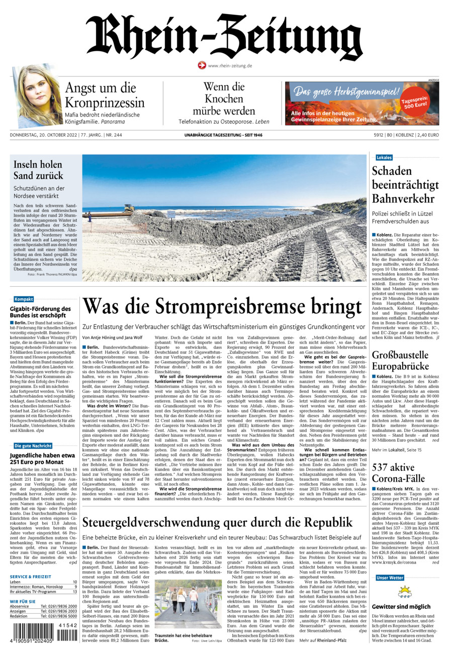 Rhein-Zeitung Koblenz & Region vom Donnerstag, 20.10.2022