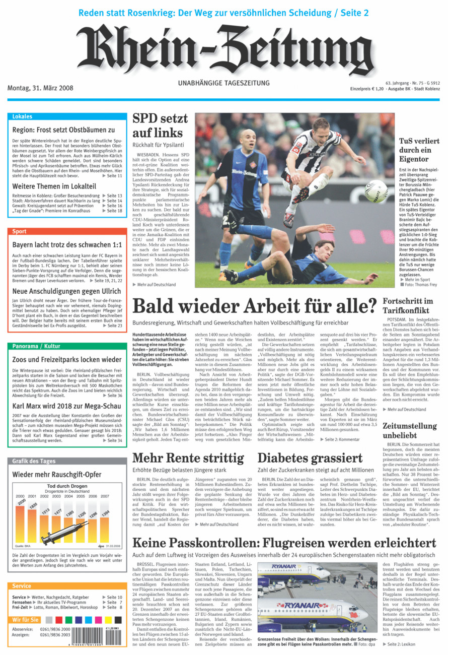 Rhein-Zeitung Koblenz & Region vom Montag, 31.03.2008