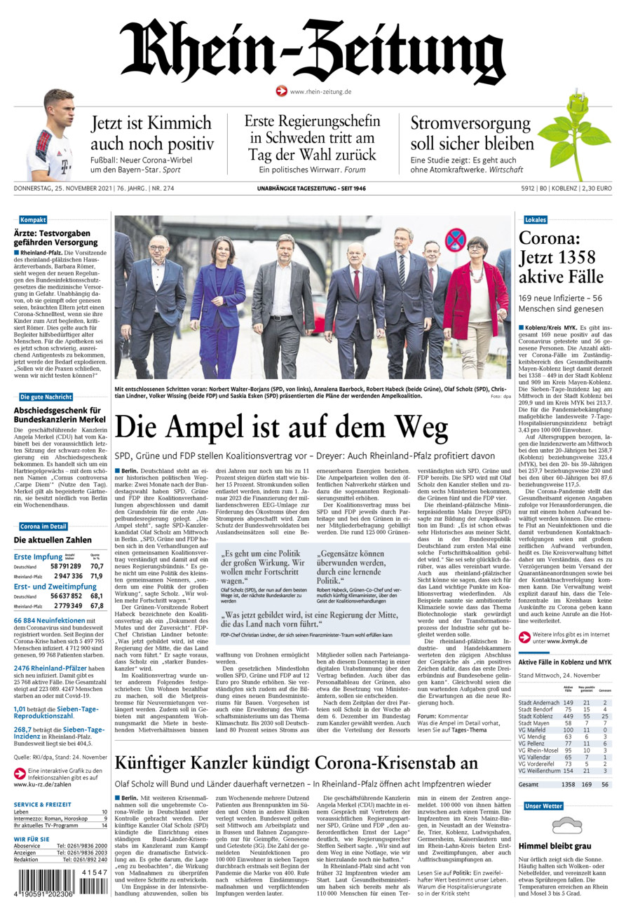 Rhein-Zeitung Koblenz & Region vom Donnerstag, 25.11.2021