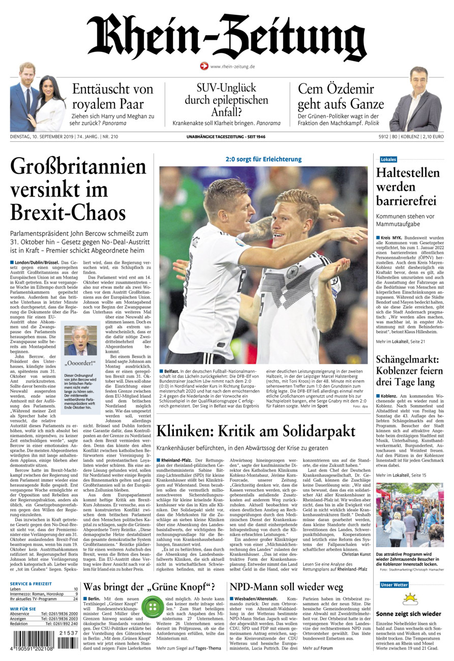 Rhein-Zeitung Koblenz & Region vom Dienstag, 10.09.2019