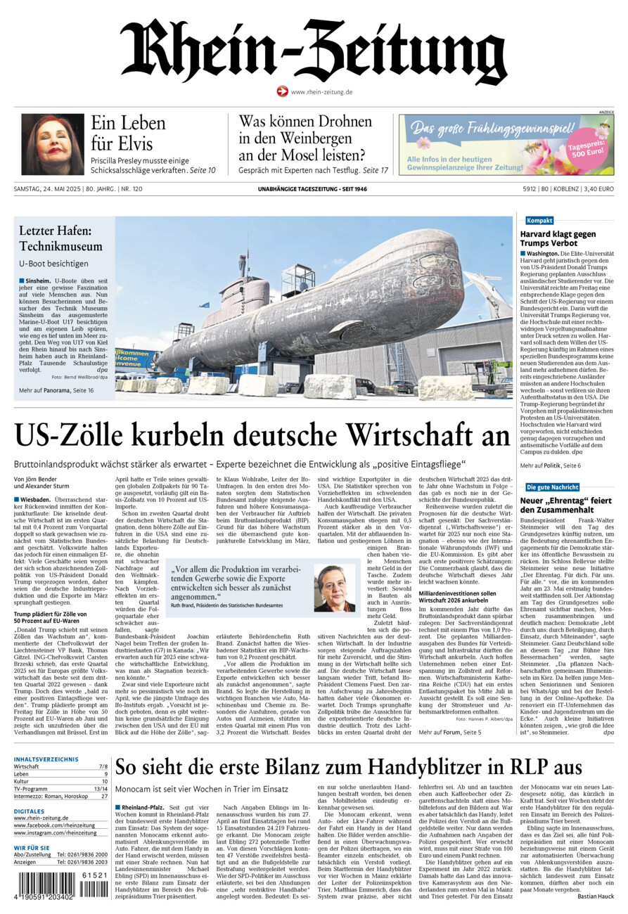Rhein-Zeitung Koblenz & Region vom Samstag, 24.05.2025