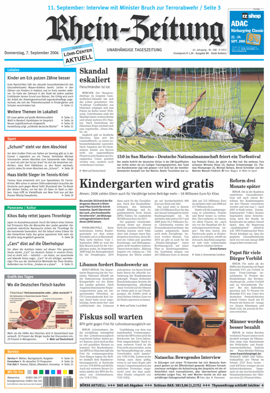 Rhein-Zeitung Koblenz & Region vom Donnerstag, 07.09.2006