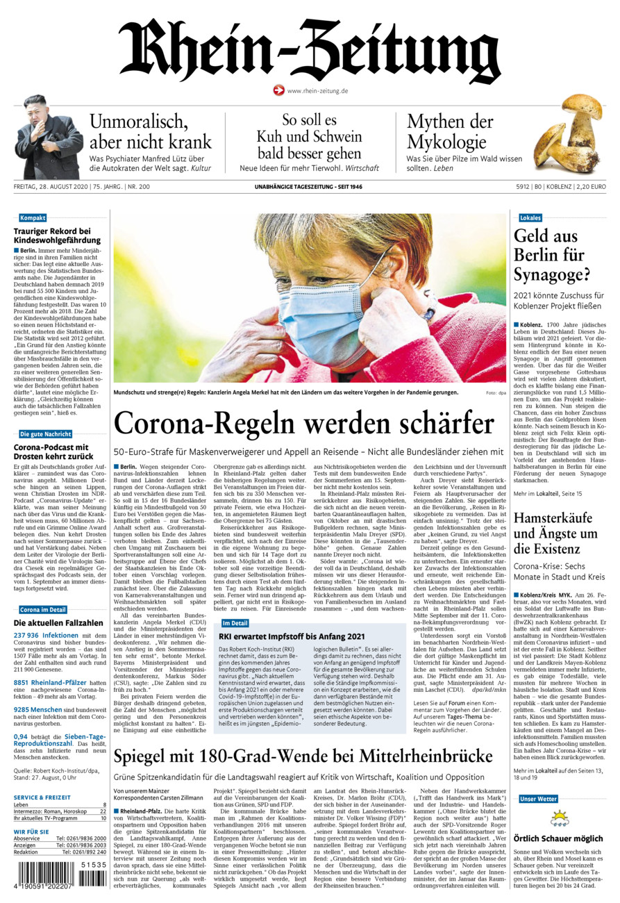 Rhein-Zeitung Koblenz & Region vom Freitag, 28.08.2020